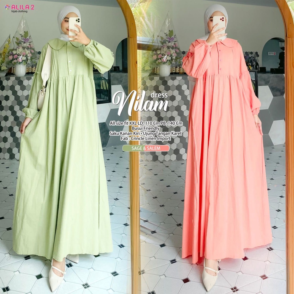 NILAM DRESS | TERUSAN HIJAB WANITA KEKINIAN | BUSUI FIRENDLY Berbagai Warna
