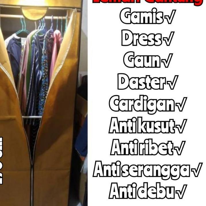 ☇ Lemari Gantung Pakaian Baju Gamis Long Dress Tinggi Portable ★