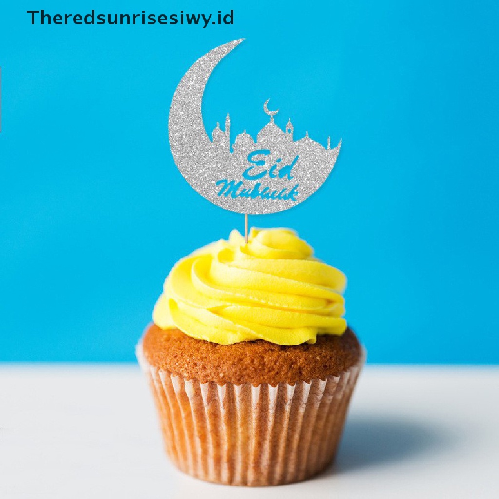 # Baju Lebaran # Hiasan Kue Akrilik Eid Mubarak Castle Moon CupCake Topper Dekorasi DIY~