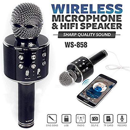 MIC Wireless Bluetooth WSTER WS 858 Karaoke Plus Speaker Micrphone Portable Original