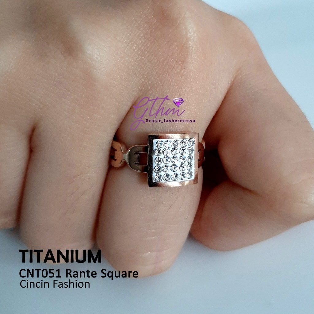Cincin Titanium Plat mata Kotak Mewah Anti Karat cnt051