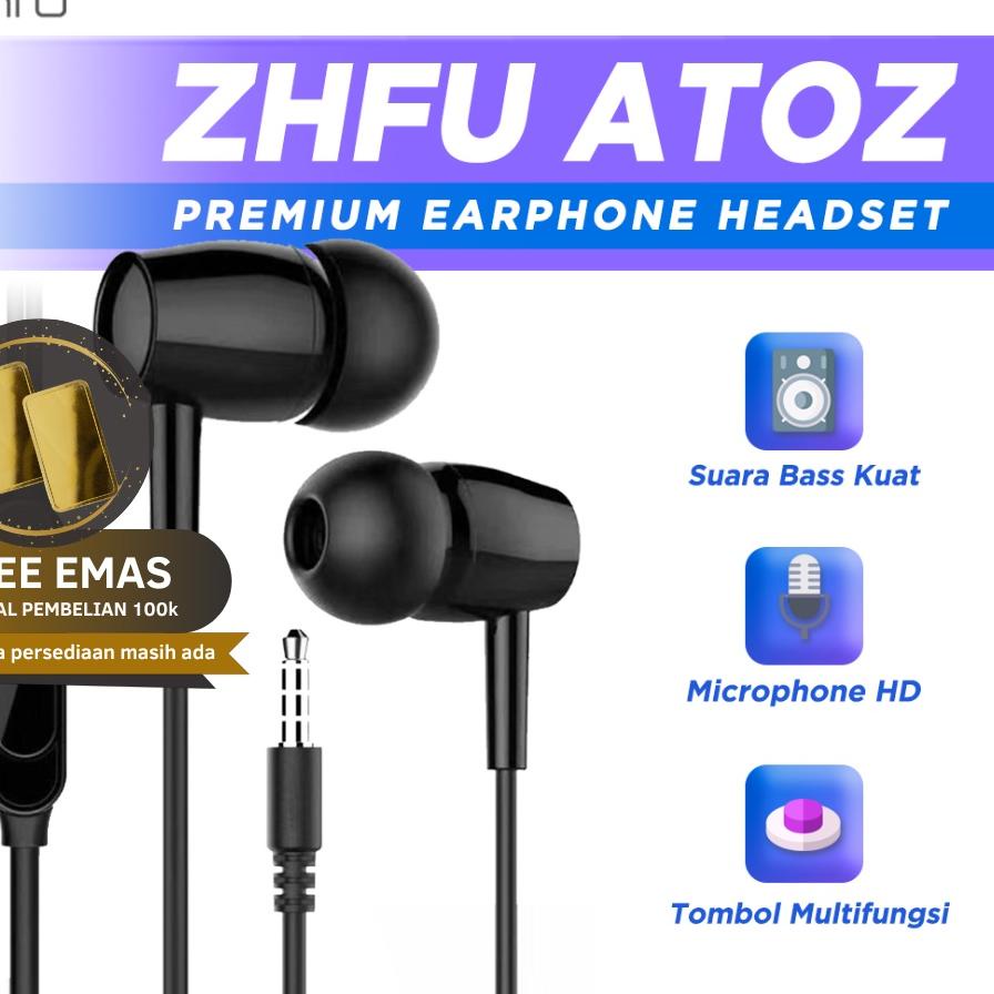 ✭ Zhfu Atoz Premium Earphone Headset Handsfree Heavy Bass ●