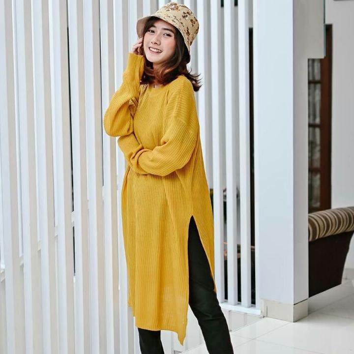 Terbaru KARENINA TUNIK RAJUT / Rajut Tunik Wanita / long Tunik Rajut Kernina / Elsya Midi Dress Raju