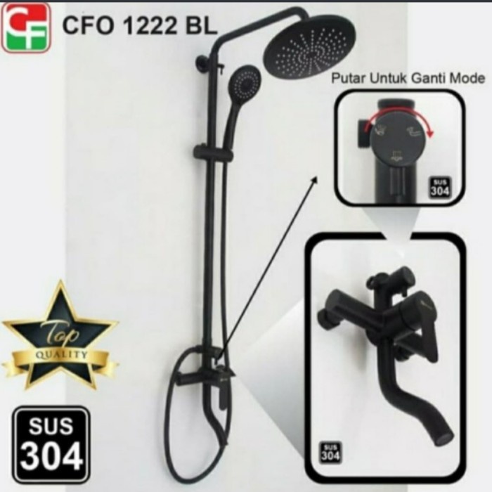 Terlaris Shower Tiang Set Carlo Fiontini Black /Shower Panas Dingin