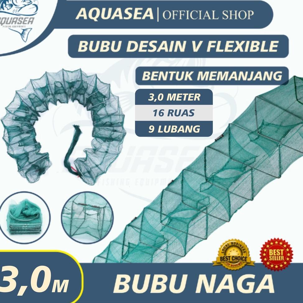 ✨TERBARU✨ AQUASEA - Bubu Naga Hijau 3.0 meter / 3.0m Bubu Naga Perangkap Ikan Udang Kepiting Lobster
