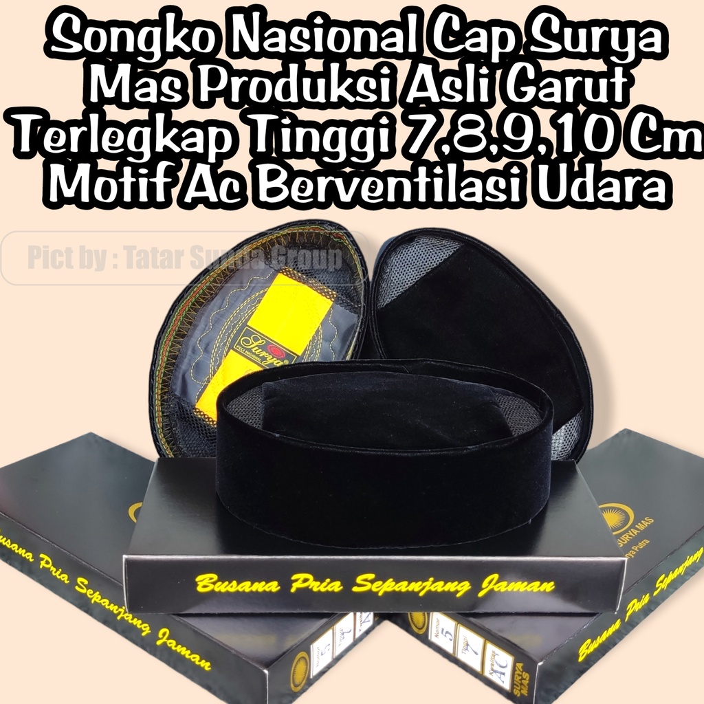 BELUDRU HALUSAN SUPER PREMIUM Songkok Hitam Cap Surya MAS Tinggi DAN UKURAN LENGKAP