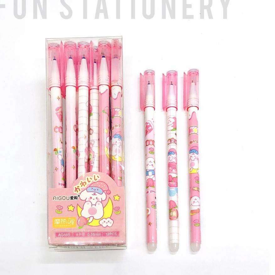

Barang Bagus (12 PCS) ERASABLE PEN PEACH (BLUE) / GEL PEN HAPUS AODEMEI FG5,,