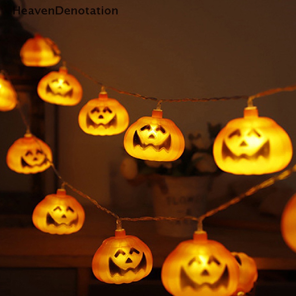 [HeavenDenotation] 2m 10lampu LED Horror Halloween Lampu Labu String Lampu DIY Gantung Pesta HDV