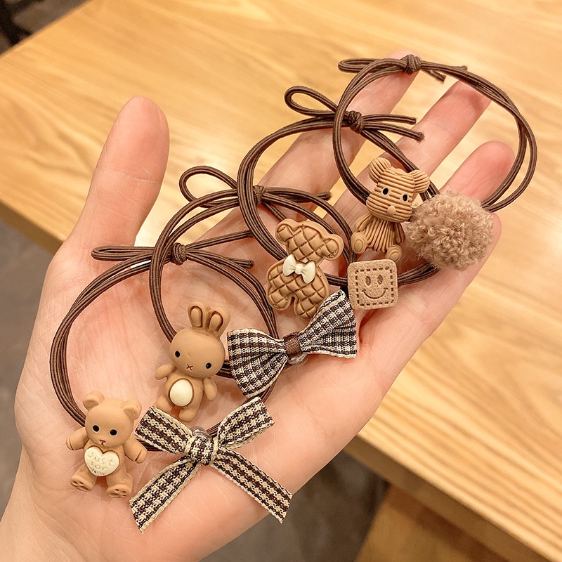 Ⓜ️𝟗𝟐𝟓 𝐒𝐮𝐫𝐚𝐛𝐚𝐲𝐚Ⓜ️️Ikat Rambut Pita Karakter Beruang Japanese Style Bear Hair Ring Fashion