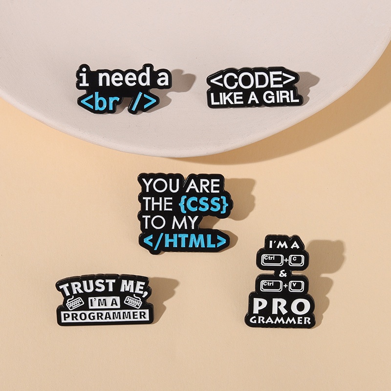 Kode Programmer Kreatif Huruf Hitam Enamel Pin Kutipan Lucu Paduan Bros Lencana Kerah Pin Pakaian Dekorasi Perhiasan Hadiah Untuk Teman