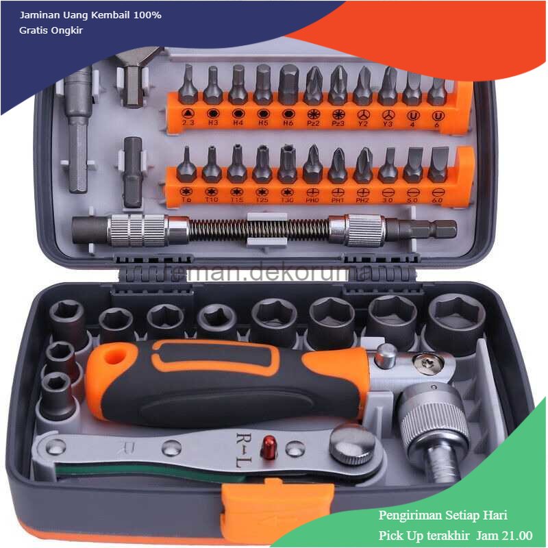 TD - HTA AOTUO Set Kunci Ratchet Screwdriver Household Repair Tools 38in1 - 2880A