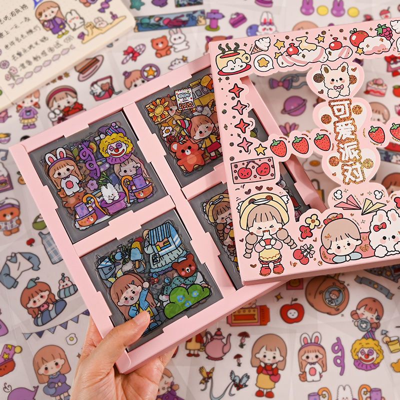 100 Lembar Stiker Kartun Korea Lucu Anti Air Dekorasi Handbook DIY