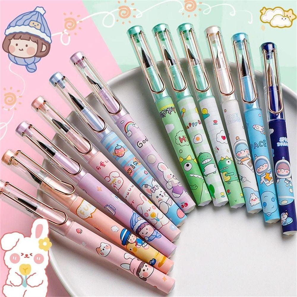 Lanfy Fountain Pen Kawaii Perlengkapan Sekolah EF 0.38 mm Biru Tinta Diganti Pulpen Inking Siswa