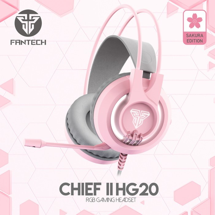 Headset Gaming Fantech CHIEF II HG20 Lite RGB - Sakura Edition Pink