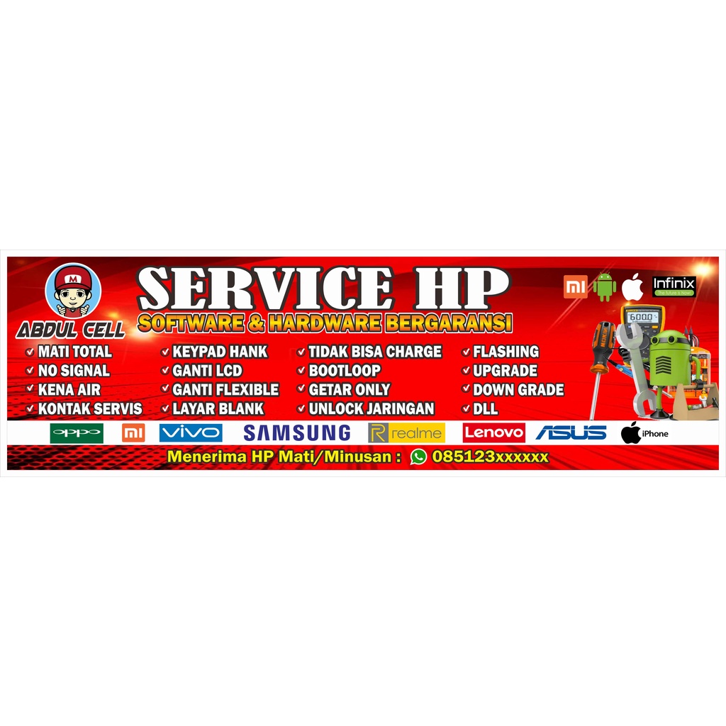 Spanduk Servis HP/Banner Service HP/banner Konter 200x60