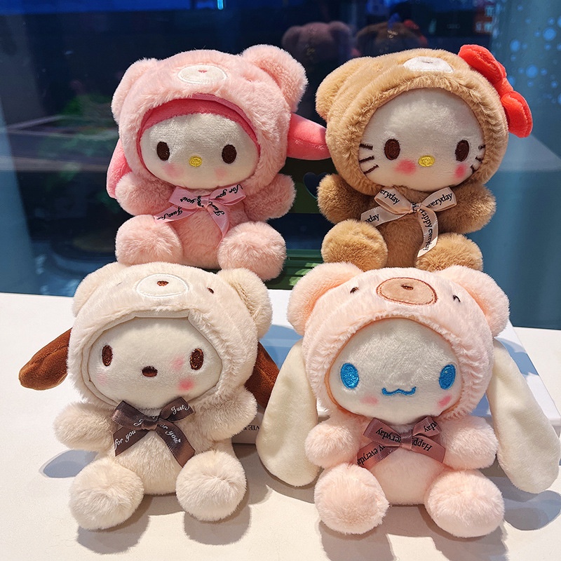 Kawaii Hello Kitty Gantungan Kunci Sanrio Anime Kartun Melody Kuromi Cinnamoroll Mainan Lucu Liontin Boneka Gantungan Kunci Mobil Gadis Mainan Anak