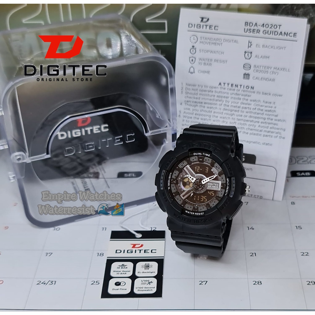 Jam Tangan Digitec DG4020T BDA4020 DG2063T Wanita Cewek Analog Digital Strap Rubber Kualitas Origina