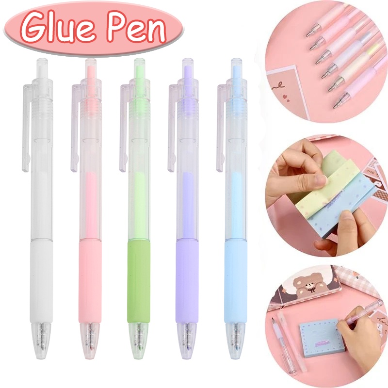 Pen Dispensing Lem Tipe Tekan Warna Permen/Pulpen Tempel Nota Cepat Kering Viskositas Tinggi DIY