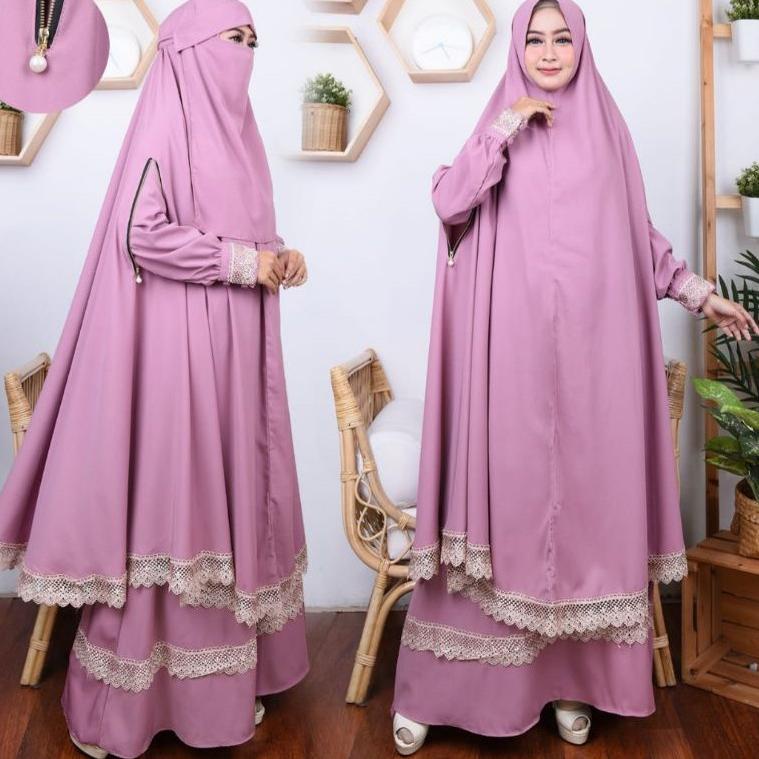 SIAP KIRIM Gamis syari alya set by Resvy_collection