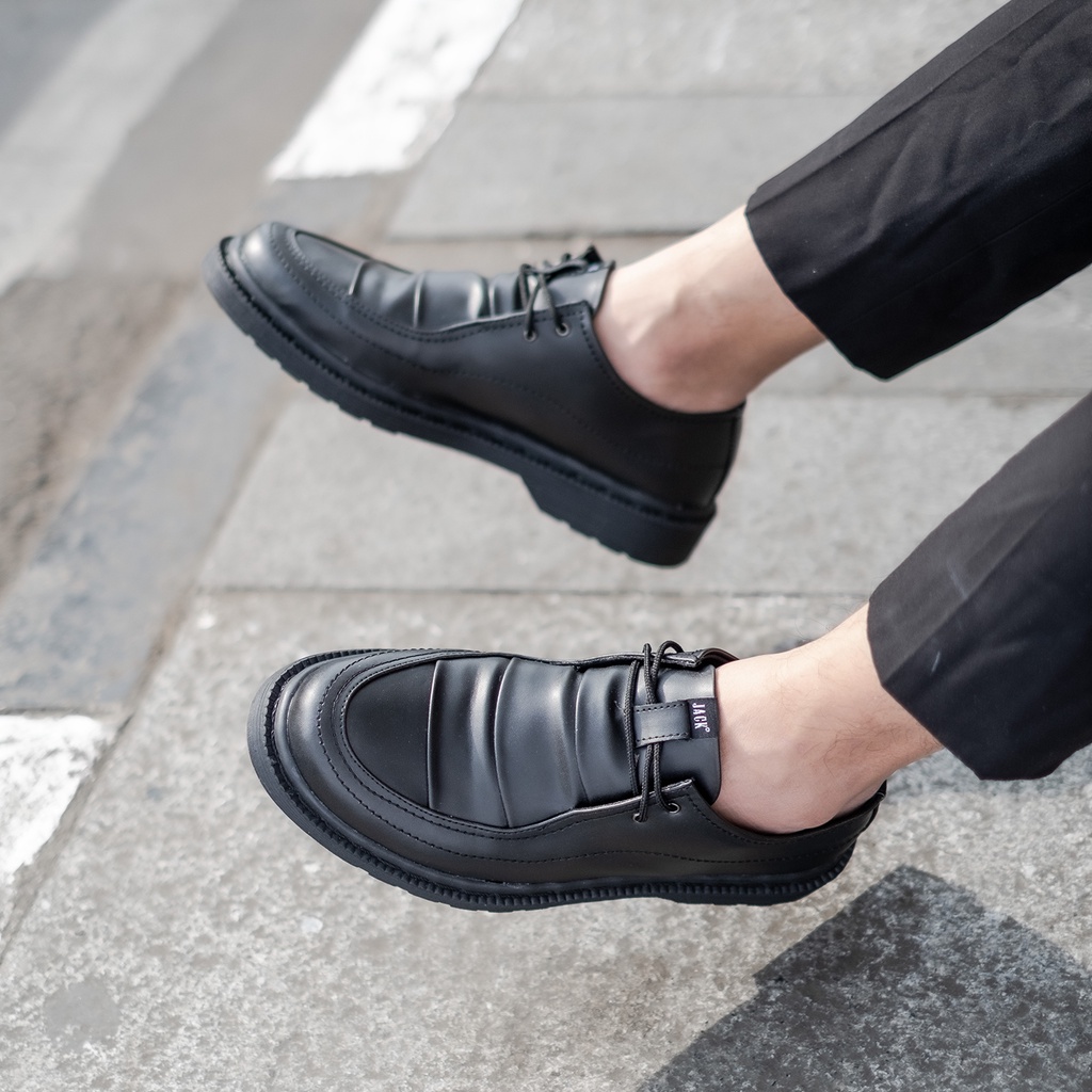 HAZELL BLACK |ManNeedMe x JACK| Sepatu Pantofel Pria | Sepatu Derby Formal ORI