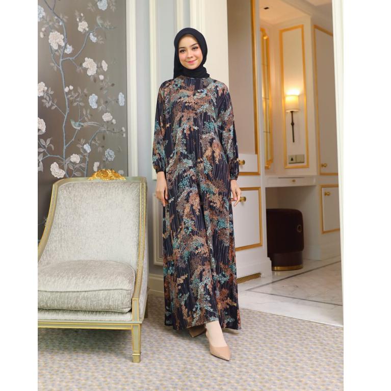 SALE TERBATAS Dress Yumna Anggur Square Leaf Rainbow Jannat