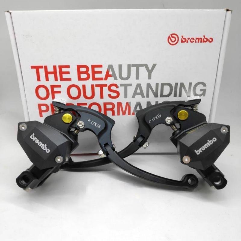 (BISA COD) Master Rem Handle Brembo 17X18 Double 2 Tabung 1 Set Full Cnc Universal Motor Nmax, Pcx, Xmax, Aerox, Adv, Xeon, Fino, Xride, Scoopy, Genio, Skydrive, Spin, Skywave, Beat, Vario, Mio, Dll