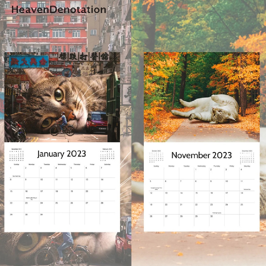 [HeavenDenotation] Kalender Dinding 2023cataca Lucu Pooches Calendar Glossy Wall Calendar HDV