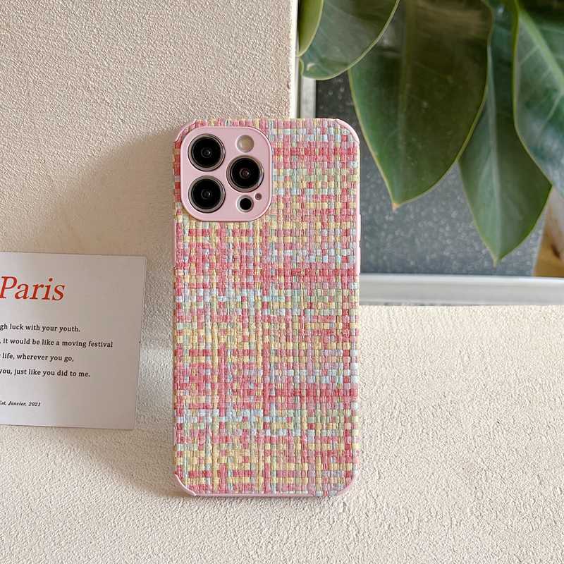 Fashion Pink Fabric Soft Case OPPO A52 A92 A57 5G 2022 A83 A91 K3 K5 A15 A15S A35 Reno 2F 3 Realme XT FTD Casing VIVO Y50 Y30i Y15S Y15A Y83 Y81 V9 V15 Pro Y93 Y91C V5S V5 V11i Pink lattice Chanel Chanel TOTE Style