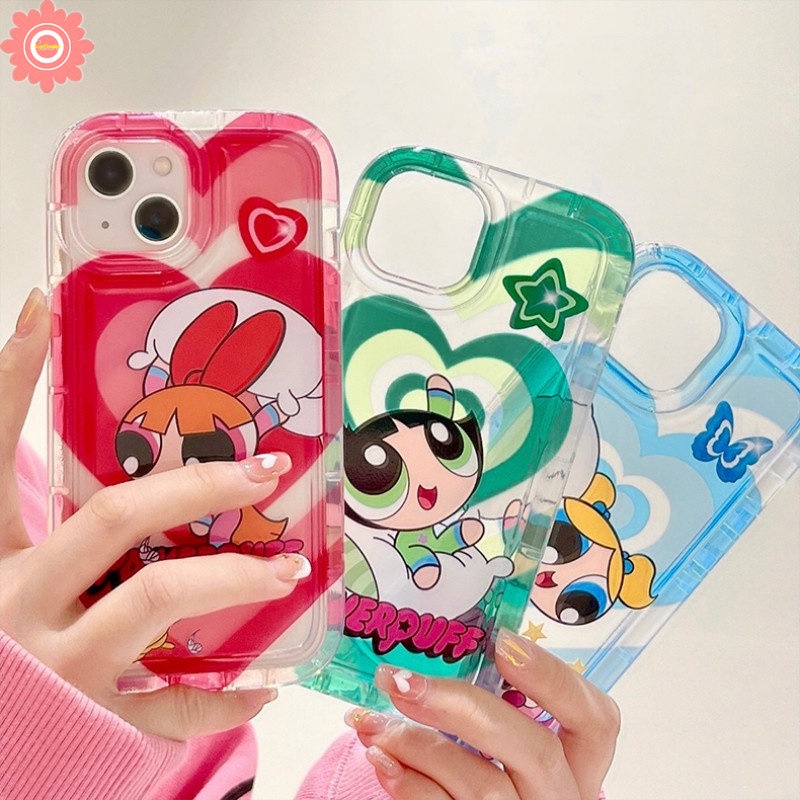 Airbag Shockproof Case For Redmi 12C 9 10C 9T A1 9C NFC 10 9A 10A Redmi Note 10 8 11s 11 10s 9 POCO F4 Cartoon The Powerpuff Girls Gradient Love Heart Soft TPU Cover