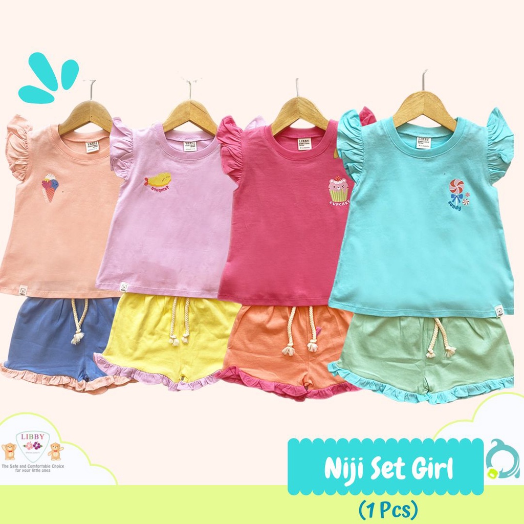 LIBBY Earth Stelan Anak Niji Set Oblong Pendek Celana Pendek Series GIRL (1 STEL)