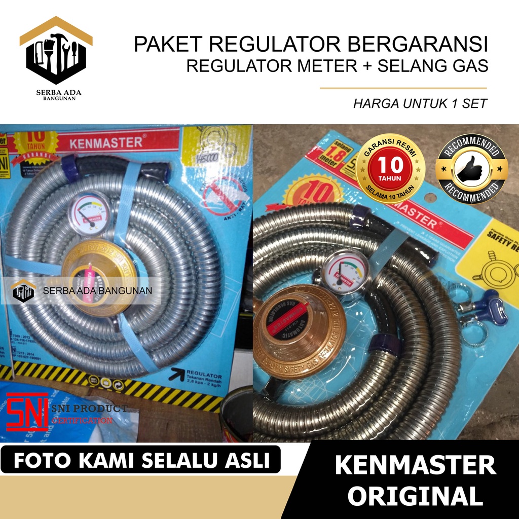 Selang Gas + Regulator Meter Paket Kenmaster Selang Kompor Selang Regulator  KM - 911