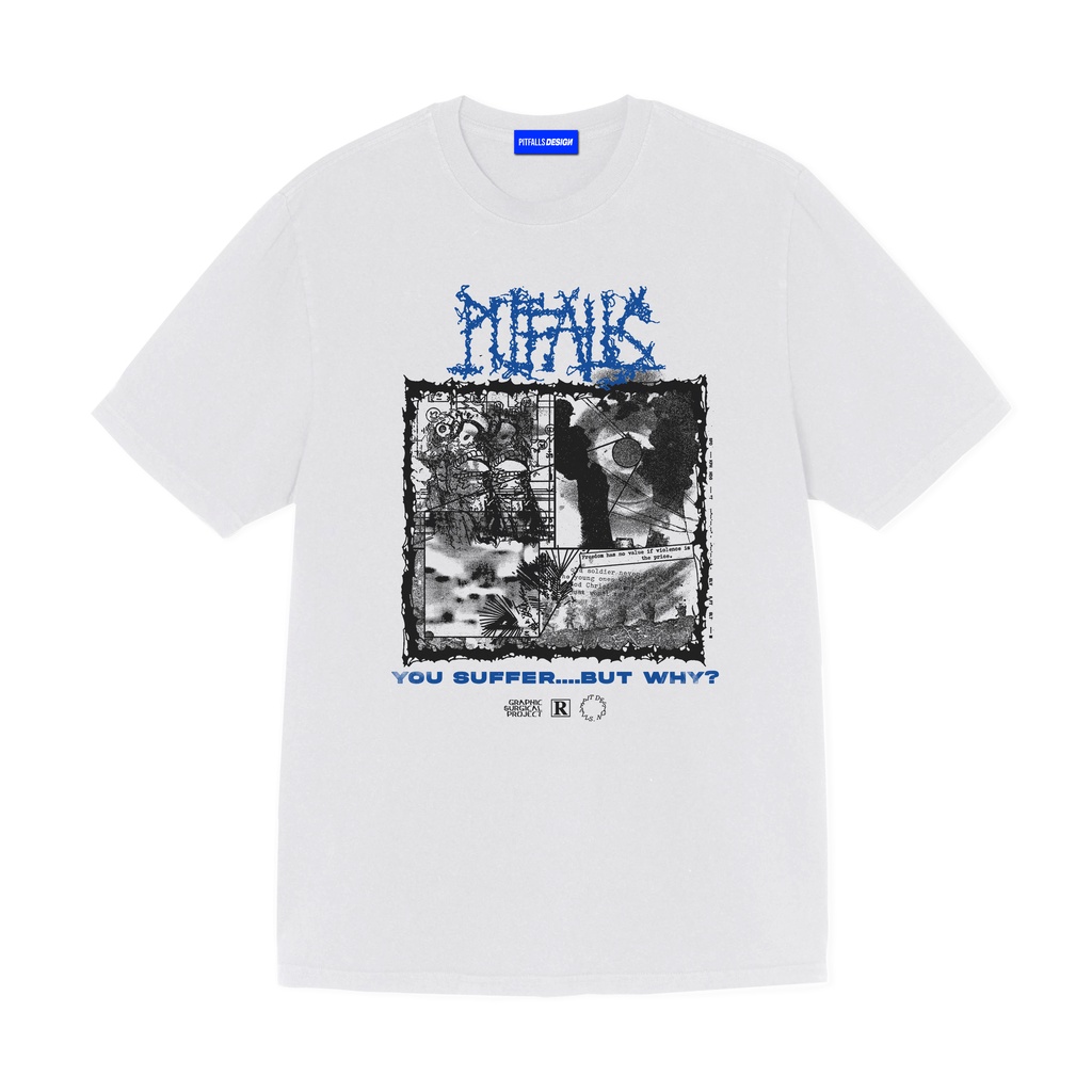 Tshirt White Pitfalls Design | Kaos Putih SUFFER