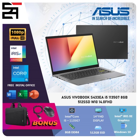 Asus Vivobook S433EA i5 1135G7 8GB 512GB SSD W10 14 Inchi FHD