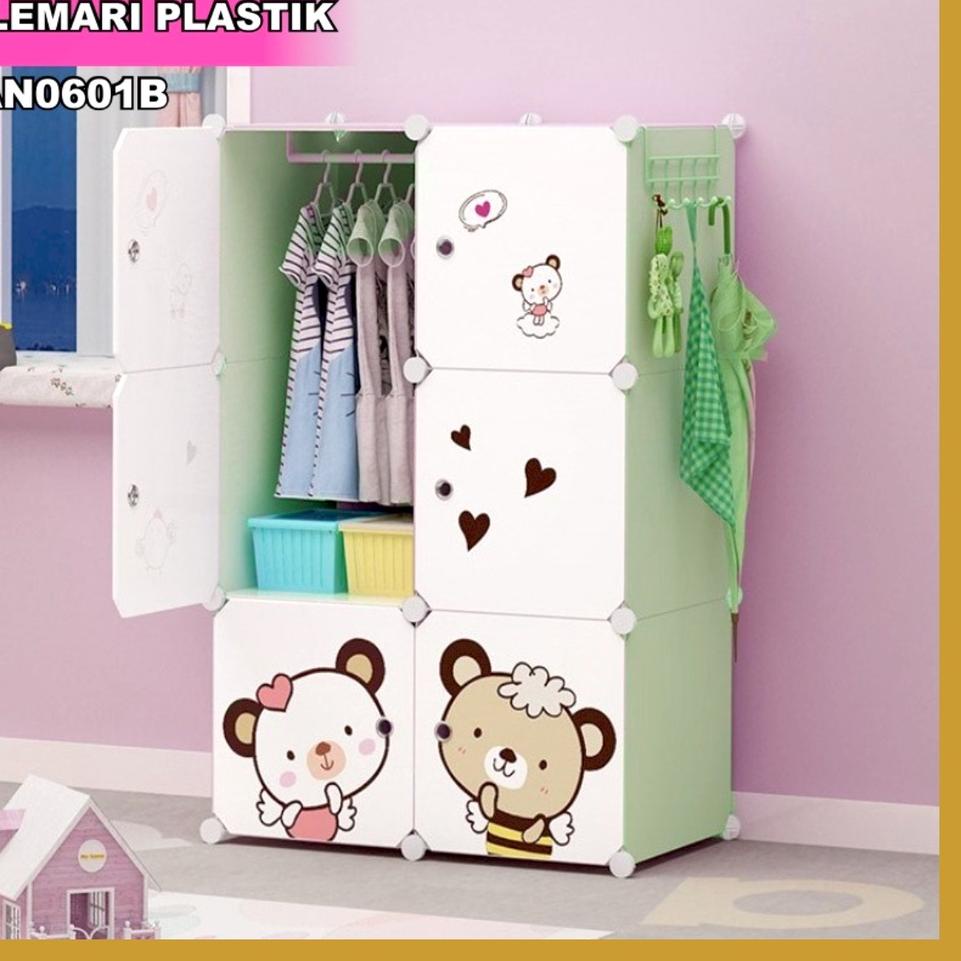 ➻ Lemari Plastik Portable 6 Pintu Lemari Karakter Lemari Pakaian Multifungsi GOSHOP88 ☛