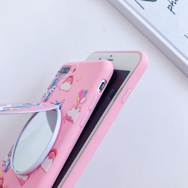 Case Cermin Rias Makeup OPPO A57 A77S A17 A96 A76 A36 A17K VIVO Y21S Y21A Y21E Y21T Y21G Y22S Y35 Y16 Y16 Y02S unicorn Pink Lucu