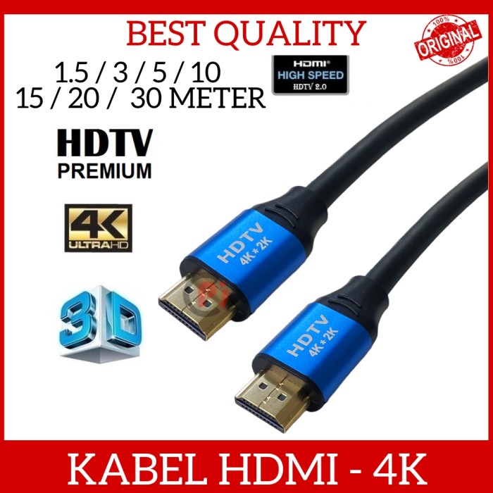 Kabel HDMI HDTV 2.0 4K 2x 2K High Speed Panjang 1.5 3 5 10 15 20 30 M