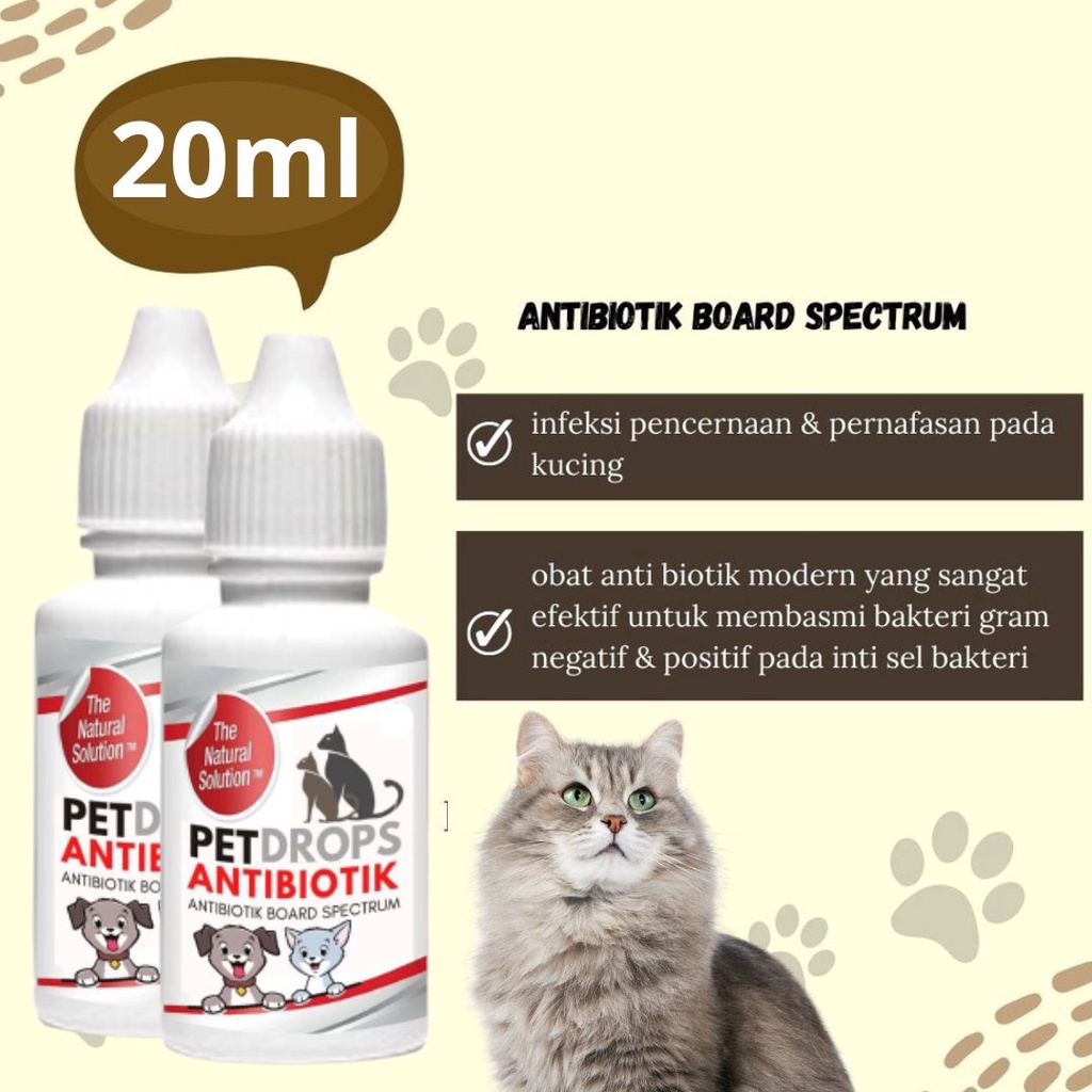 Pet Drops 20ml Obat Antibiotik Kucing Cat Kitten FEFARM