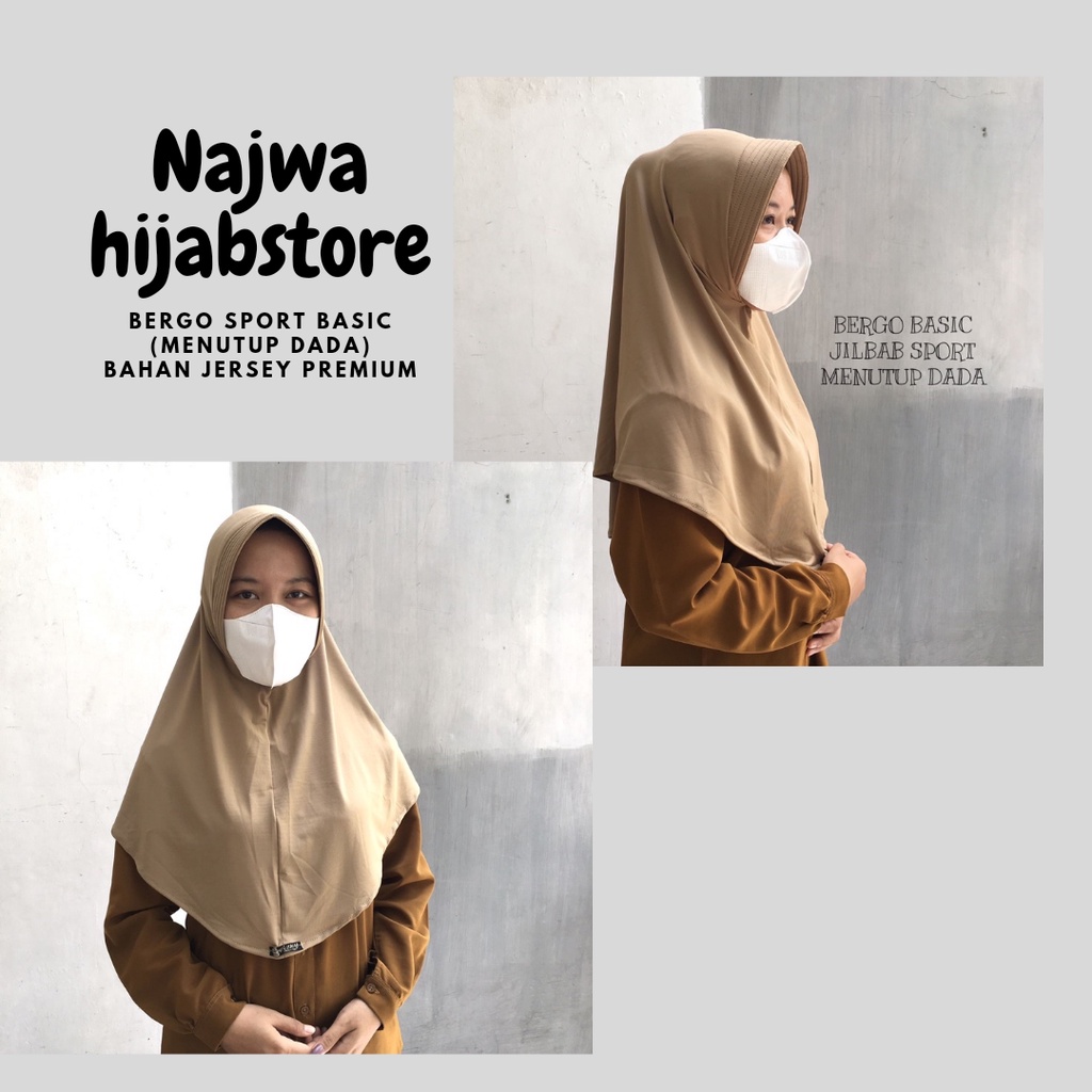 JILBAB INSTAN BAHAN JERSEY PREMIUM, BERGO OLAHRAGA, JILBAB SPORT MENUTUP DADA, JILBAB SPORT PANJANG 