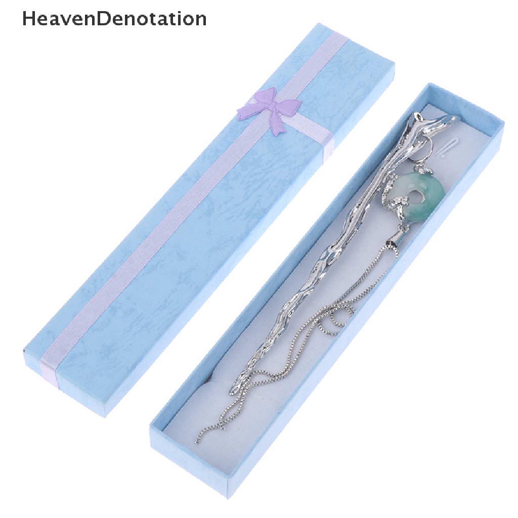 [HeavenDenotation] Rantai Logam Giok Jepit Rambut Kepribadian Fashion Panjang Hairpin Ms Aksesoris HDV