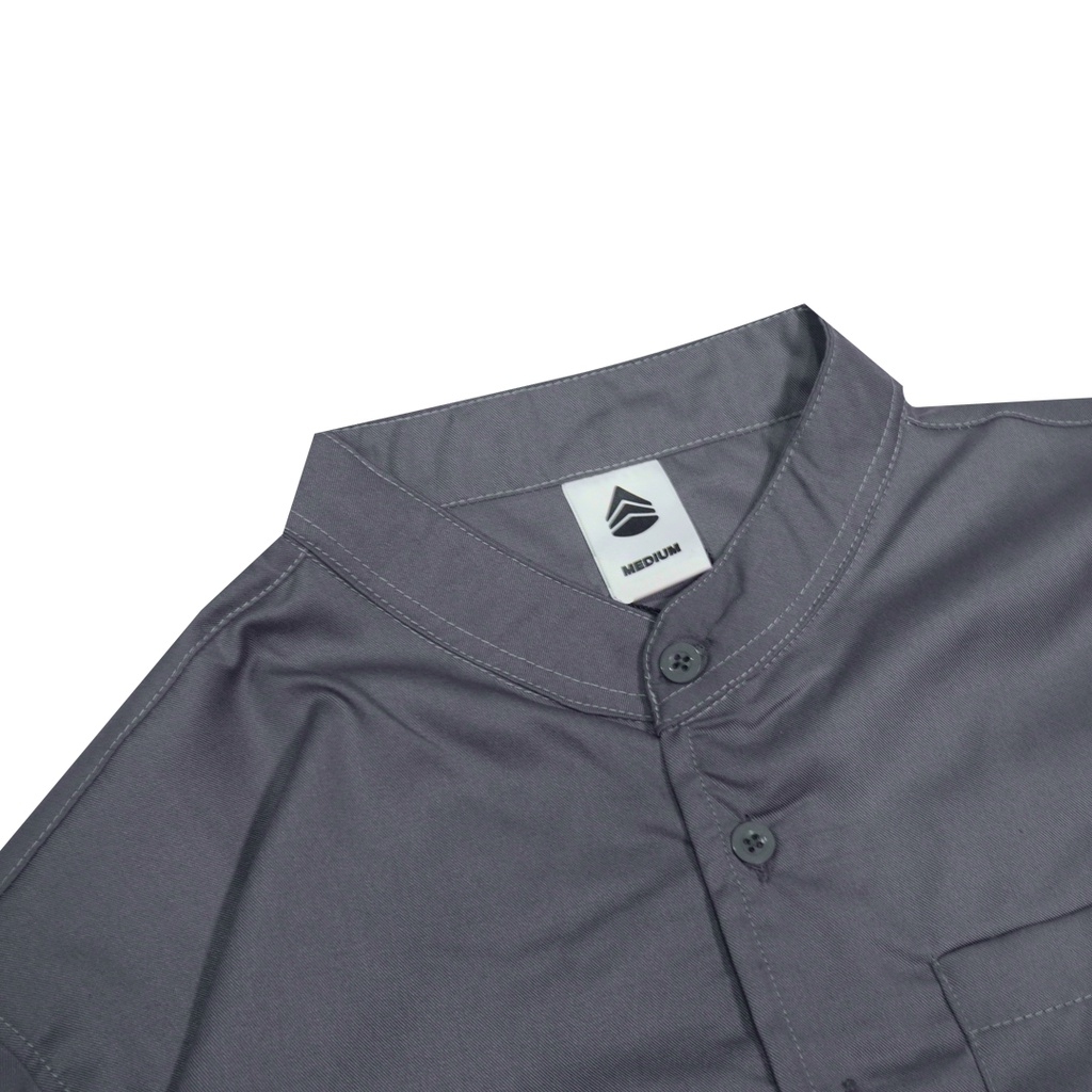 Predecessors Taf  Kemeja Pria Basic Polos Lengan Pendek Kerah Sanghai Chashirt#4 Grey