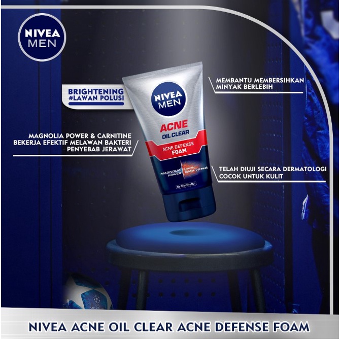 ❤ RATU ❤ Nivea Men Facial Foam Deep Acne Attack Scrub Mud | 50ml | 100ml | Acne Defence + Purify | Pore Minimizing Cool | Dark Spot | Anti Shine | Bright Oil Clear | Jerawat | Mencerahkan