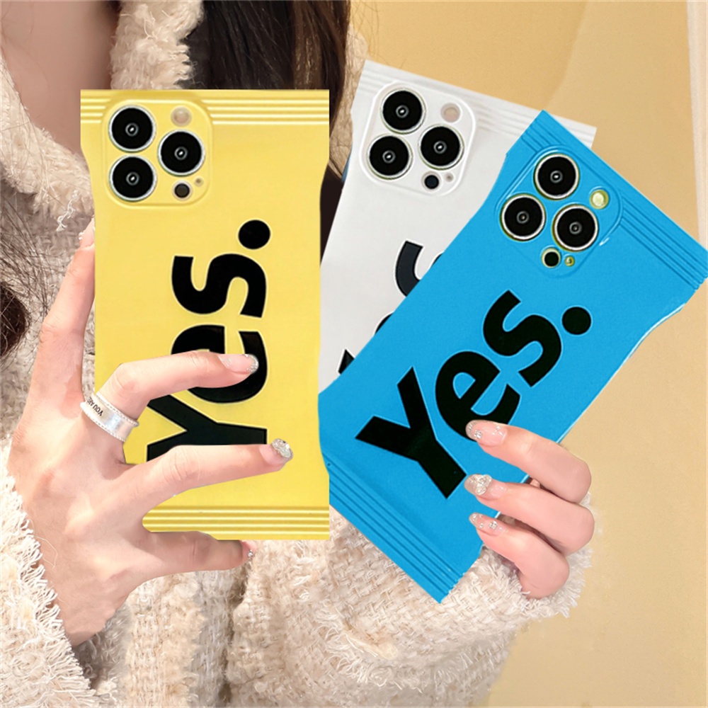 Candy YES Case VIVO Y22 Y16 Y35 Y22 Y01 Y21 Y21T Y33S Y33T Y20 Y20S Y20i Y15S Y15A Y17 Y15 12 Y11 Y19 Y91C Y1S Y95 Y93 Y91 Y50 Y30 Huruf Kreatif Ya TPU Soft Cover