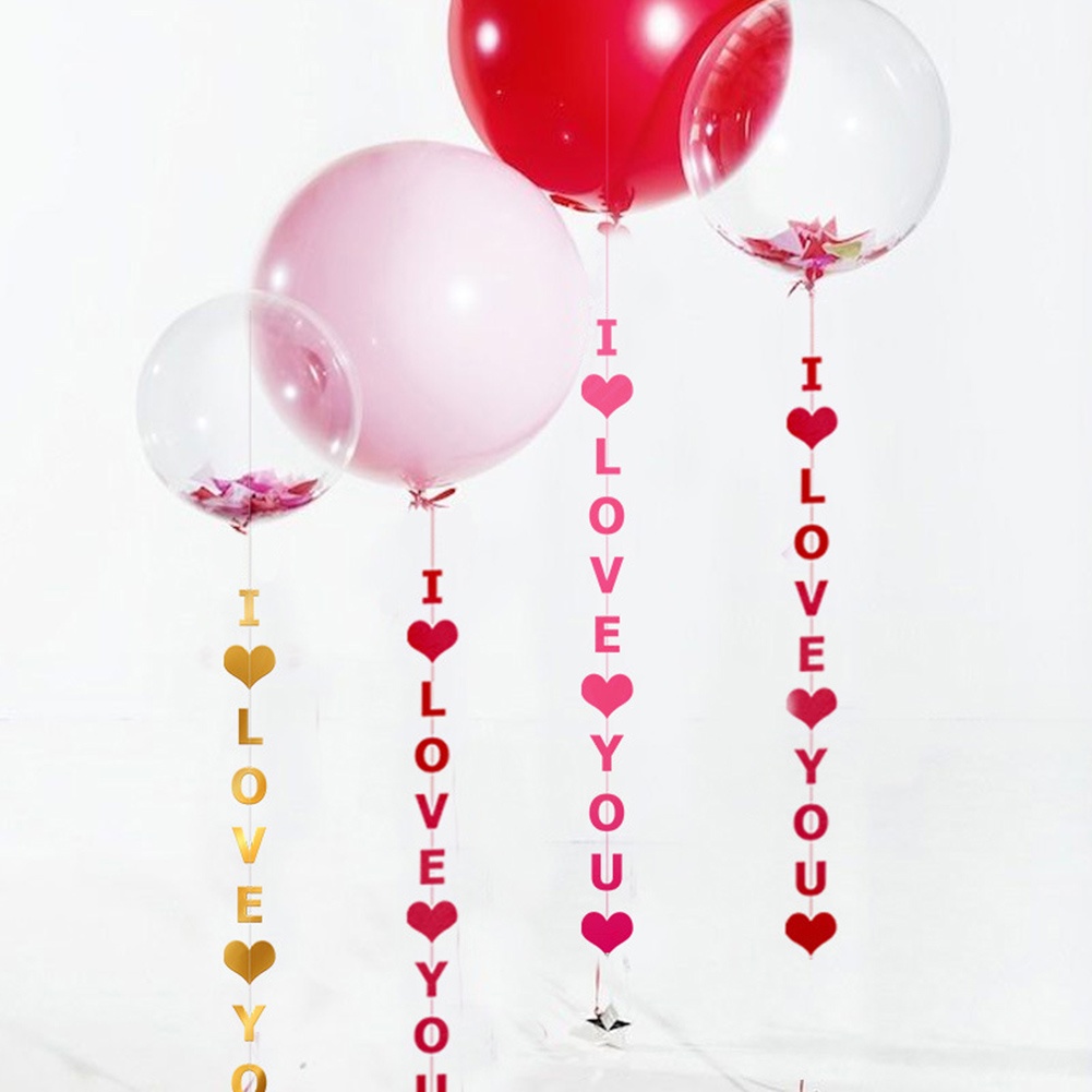 Valentine Day Banner Dekorasi Kamar Pesta Ulang Tahun Hiasan Gantung Love Heart Letter Flag Kertas Backdrop Home Decor