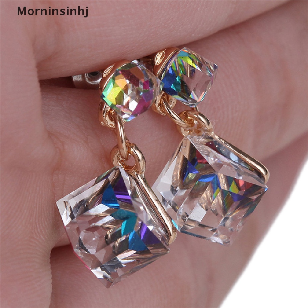 Mornin Anting Kristal Berlian Imitasi Zirkon Stud Earrings Wanita Pernikahan Bridal Jewelry id