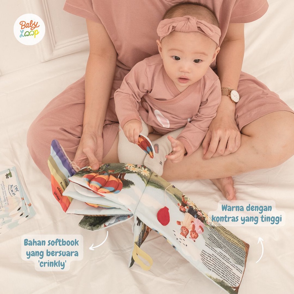 Baby Loop Softbook -  Buku Bantal Binatang Huruf Edukasi Toy Soft Book Educational Kids Anak Bayi Balita Babyloop