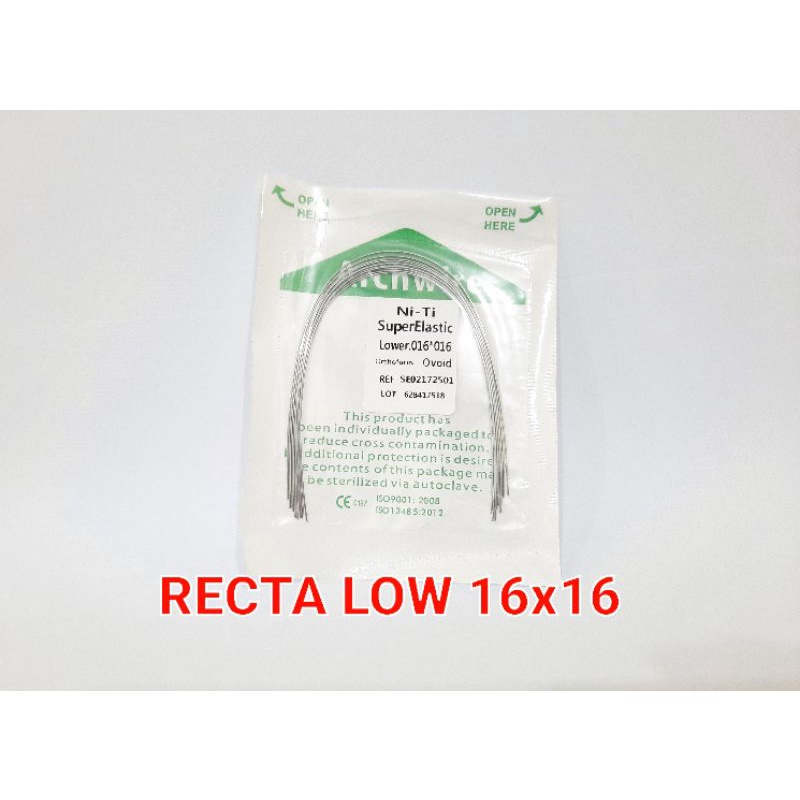 Dental niti Kawat Niti Recta kawat behel gigi Niti Recta 16x16 LOWER