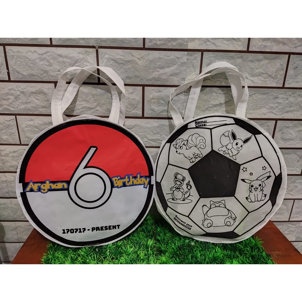 TAS ULANG TAHUN/ SOUVENIR ULTAH TAS BOLA POKEMON ANAK