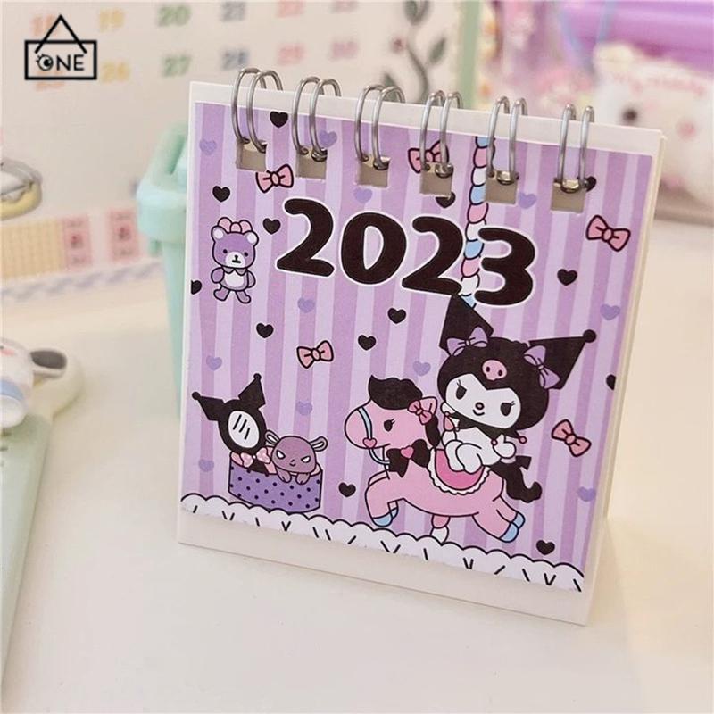 COD❤️Kalender Meja Mini 2023  Lucu Vertikal  Anjing Kuromi Cinnamoroll  Kalender Kecil-A.one
