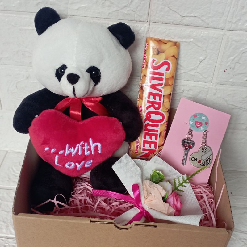 Hampers Valentine Boneka Panda Ganci Coklat Kado Gift