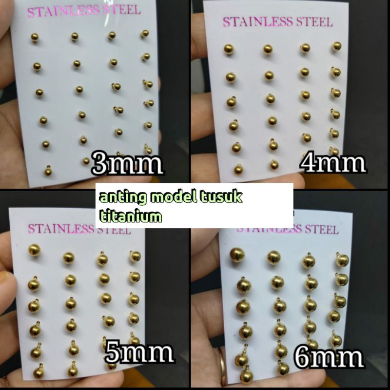 ANTING TUSUK MODEL BULAT KILAT TITANIUM ASLI